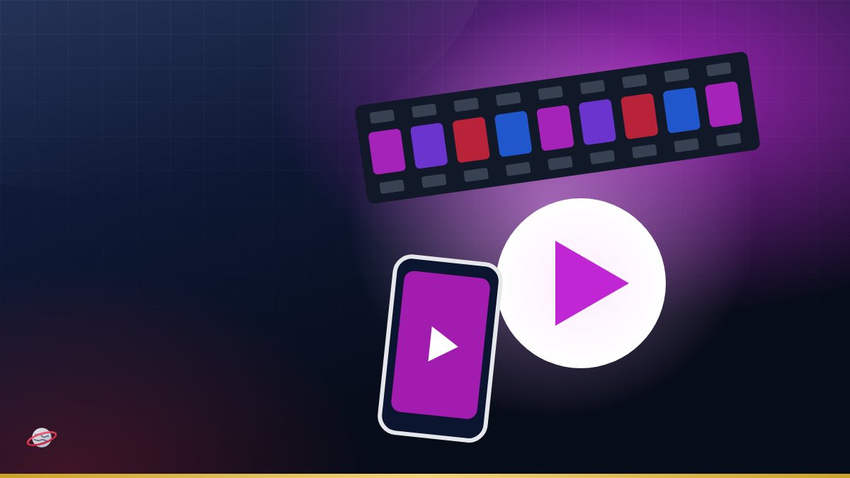 Illustration of a play button over a film strip and a phone screen